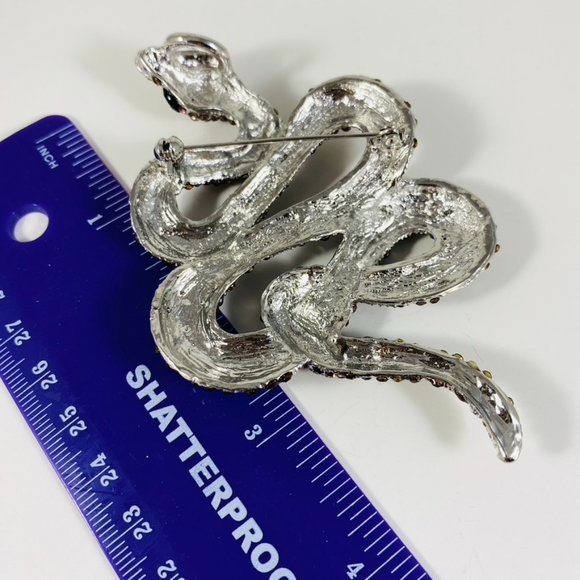 Giant Multi Plum and Pink Rhinestone Snake Serpent pin brooch - Picture 2 of 9